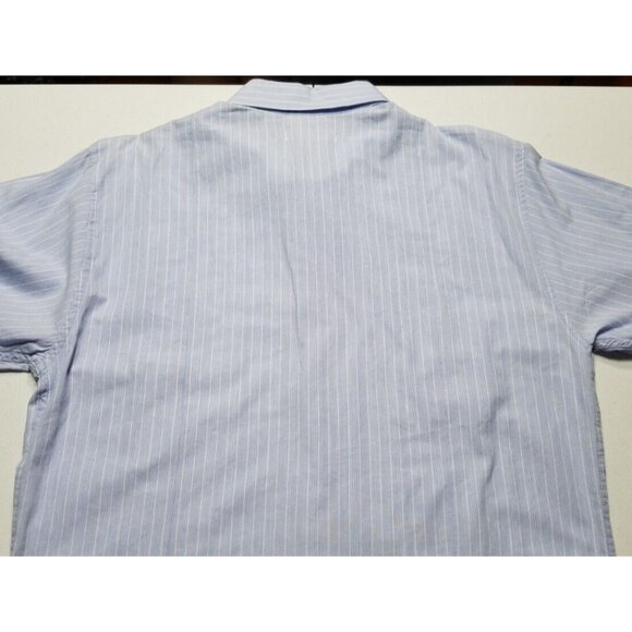 Twice Western Button Up Long Sleeve Blue Striped Embroidered Shirt Men's Large - Picture 12 of 13